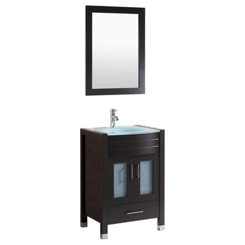 Style 3 - 24"W Black Vanity Sink Base Cabinet with Mirror (LV3-24B)