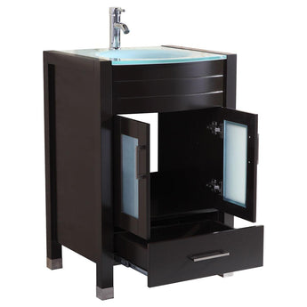 Style 3 - 24"W Black Vanity Sink Base Cabinet with Mirror (LV3-24B)