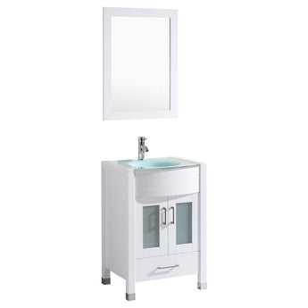 Style 3 - 24"W White Vanity Sink Base Cabinet with Mirror (LV3-24W)