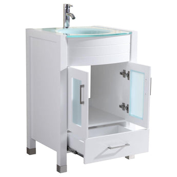 Style 3 - 24"W White Vanity Sink Base Cabinet with Mirror (LV3-24W)