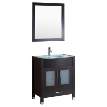 Style 3 - 30"W Black Vanity Sink Base Cabinet with Mirror (LV3-30B)