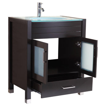 Style 3 - 30"W Black Vanity Sink Base Cabinet with Mirror (LV3-30B)