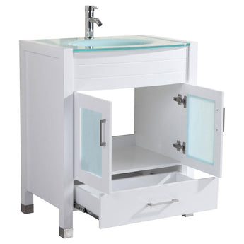 Style 3 - 30"W White Vanity Sink Base Cabinet with Mirror (LV3-30W)