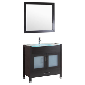 Style 3 - 36"W Black Vanity Sink Base Cabinet with Mirror (LV3-36B)