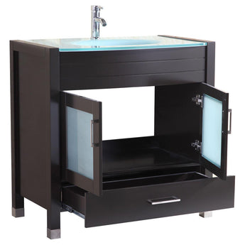 Style 3 - 36"W Black Vanity Sink Base Cabinet with Mirror (LV3-36B)