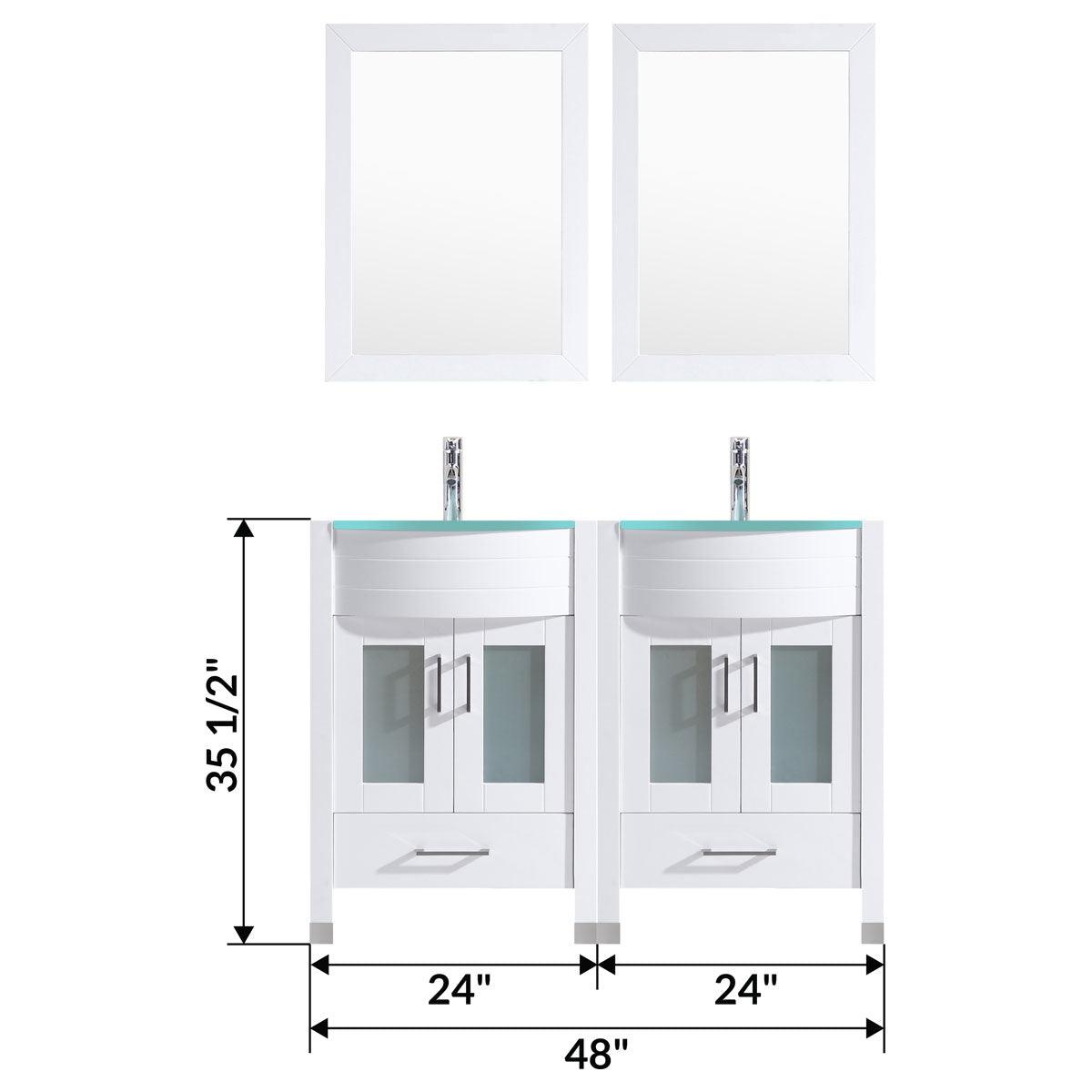 48 White Vanity Set - Two 24 Sink Bases (LV3-C10-48-W)