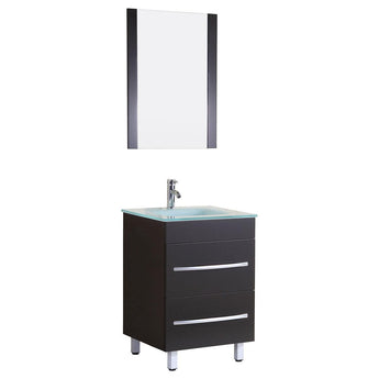 Style 4 - 24"W Black Vanity Sink Base Cabinet with Mirror (LV4-24B)