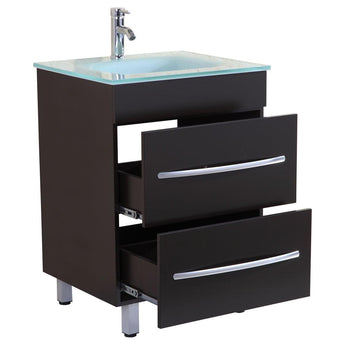 Style 4 - 24"W Black Vanity Sink Base Cabinet with Mirror (LV4-24B)