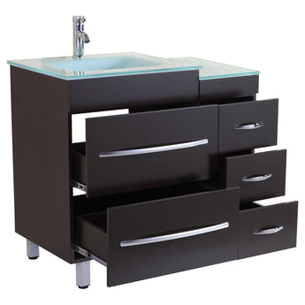 36 Black Vanity Set - One 24 Sink Base, One 12 Drawer Base (LV4-C1-36-B)