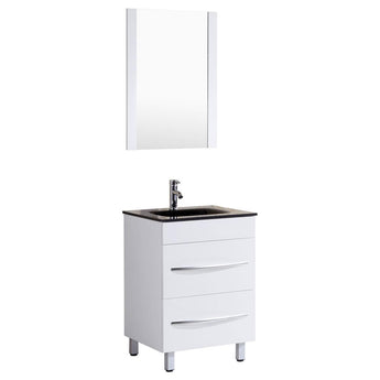 Style 4 - 24"W White Vanity Sink Base Cabinet with Mirror (LV4-24W)