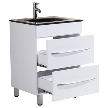 Style 4 - 24"W White Vanity Sink Base Cabinet with Mirror (LV4-24W)