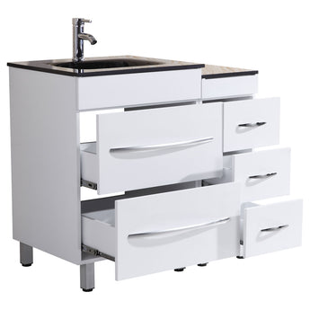 36 White Vanity Set - One 24 Sink Base, One 12 Drawer Base (LV4-C1-36-W)