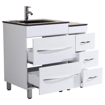 72 White Vanity Set - One 24 Sink Base, Four 12 Drawer Bases (LV4-C7-72-W)