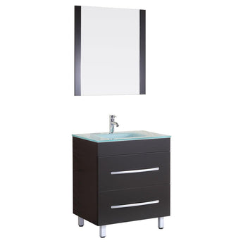 Style 4 - 30"W Black Vanity Sink Base Cabinet with Mirror (LV4-30B)