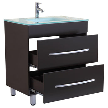 Style 4 - 30"W Black Vanity Sink Base Cabinet with Mirror (LV4-30B)