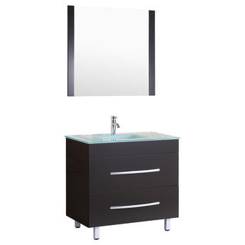 Style 4 - 36"W Black Vanity Sink Base Cabinet with Mirror (LV4-36B)