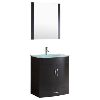 Style 5 - 30"W Black Vanity Sink Base Cabinet with Mirror (LV5-30B)