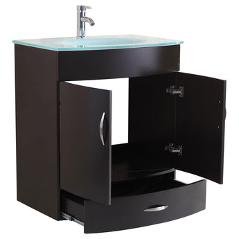 Style 5 - 30"W Black Vanity Sink Base Cabinet with Mirror (LV5-30B)