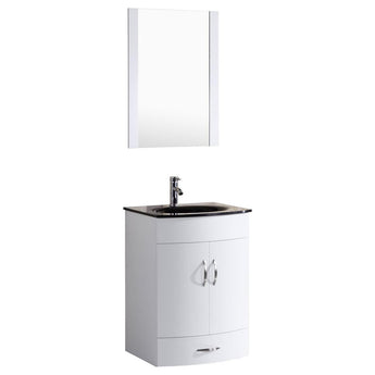 Style 5 - 30"W White Vanity Sink Base Cabinet with Mirror (LV5-30W)