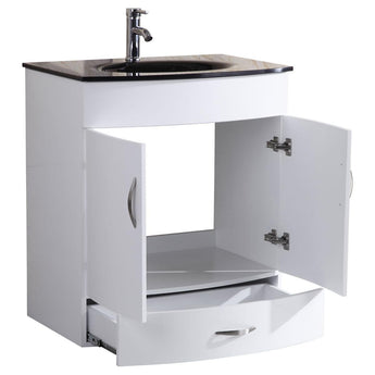 Style 5 - 30"W White Vanity Sink Base Cabinet with Mirror (LV5-30W)