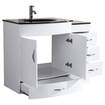 54 White Vanity Set - One 30 Sink Base, Two 12 Drawer Bases (LV5-C5-54-W)