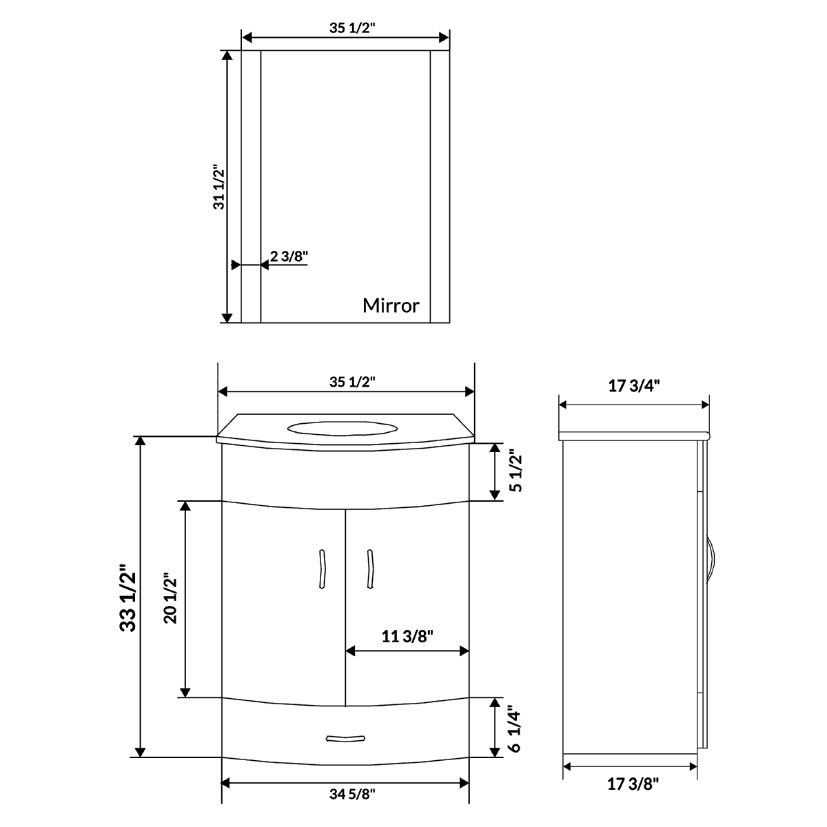 72 Black Vanity Set - Two 36 Sink Bases (LV5-C12-72-B)