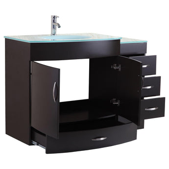 84 Black Vanity Set - One 36 Sink Base, Four 12 Drawer Bases (LV5-C9-84-B)