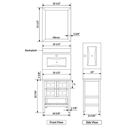Vanity Cabinet Set White 35.5"W LV6-36W