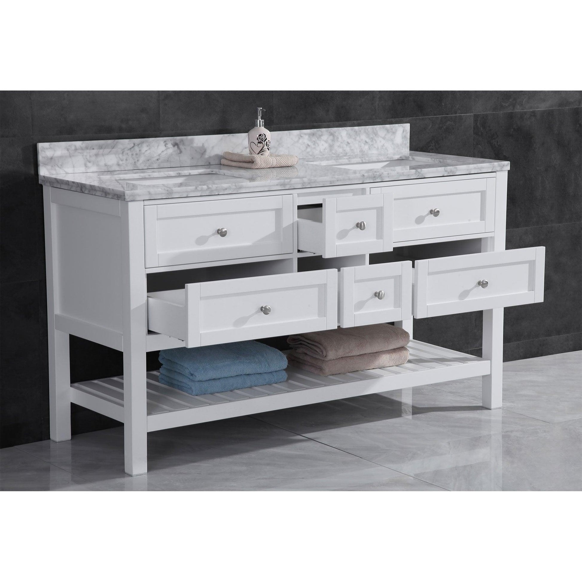 Vanity Cabinet Set White 71"W LV6-72W