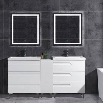 White Vanity Set with Two Sinks (LV78-C13B-60W) Style 7-8