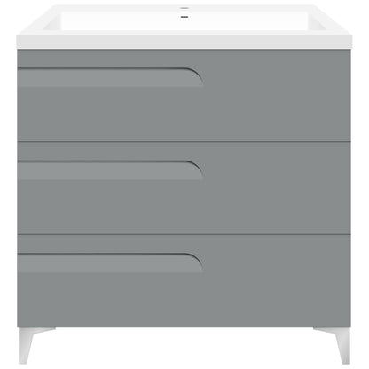 30" Freestanding Single Sink Bathroom Vanity in Gray Gloss with Square Counter Top LV7B-30G