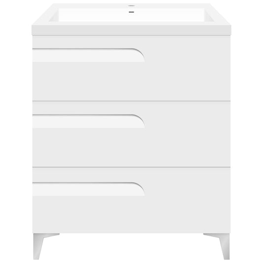 30" Freestanding Single Sink Bathroom Vanity in White Gloss with Square Counter Top LV7B-30W