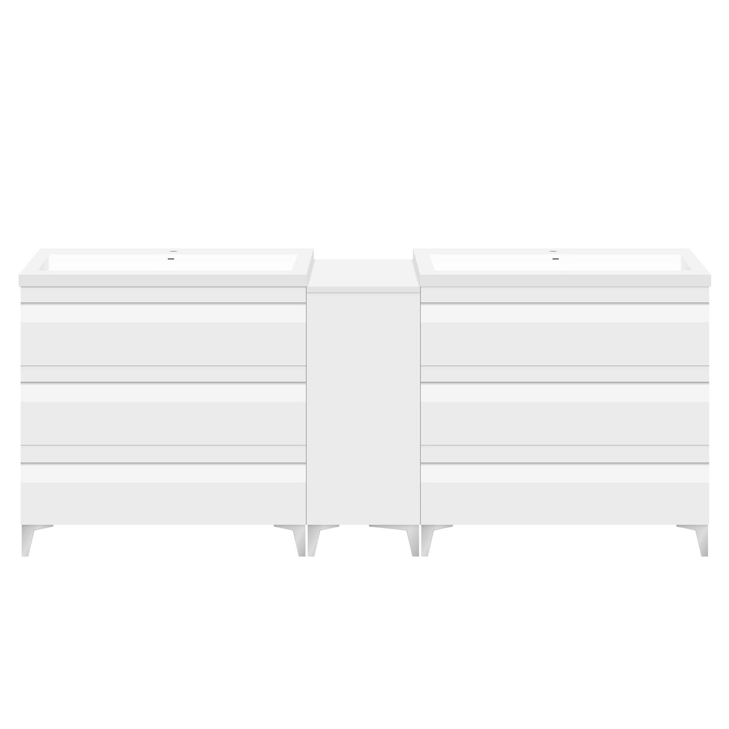 60" W Freestanding White Vanity Set with Two Sinks (LV8-C13B-60W) Style 8