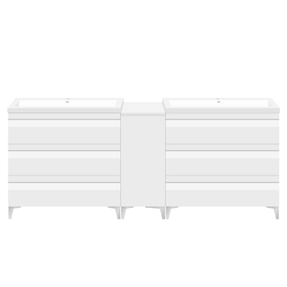 60" W Freestanding White Vanity Set with Two Sinks (LV8-C13B-60W) Style 8