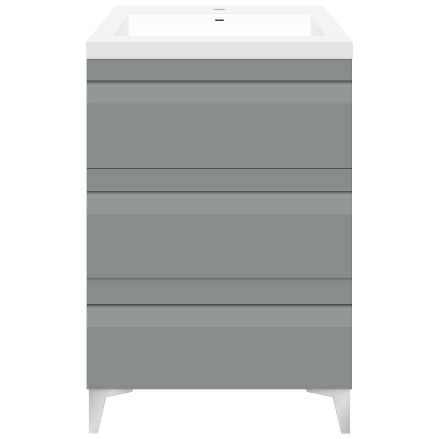 24" W Freestanding Modern Gray Vanity LV8B-24G with Square Sink Top