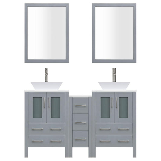 84" Modern Bathroom Vanity Set with Mirror and Sink LV2-C15-84-G (Gray)