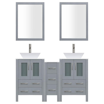 84" Modern Bathroom Vanity Set with Mirror and Sink LV2-C15-84-G (Gray)