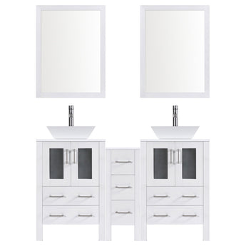 72" Modern Bathroom Vanity Set with Mirror and Sink LV2-C14-72-W (White)