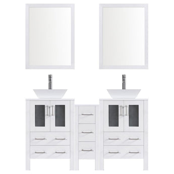 84" Modern Bathroom Vanity Set with Mirror and Sink LV2-C15-84-W (White)