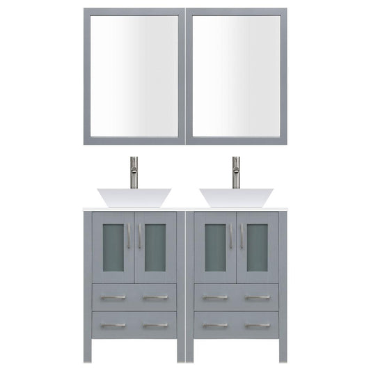 72" Modern Bathroom Vanity Set with Mirror and Sink LV2-C12-72-G (Gray)