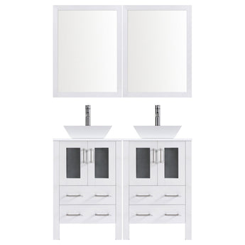 60" Modern Bathroom Vanity Set with Mirror and Sink LV2-C11-60-W (White)