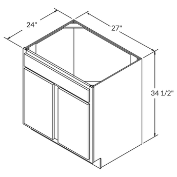 Sink Base Kitchen Cabinet SB27 Newport LessCare 27 in. width 34.5 in. height 24 in. depth