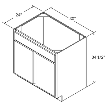 Sink Base Kitchen Cabinet SB30 Newport LessCare 30 in. width 34.5 in. height 24 in. depth