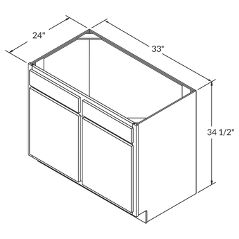 Sink Base Kitchen Cabinet SB33 Newport LessCare 33 in. width 34.5 in. height 24 in. depth