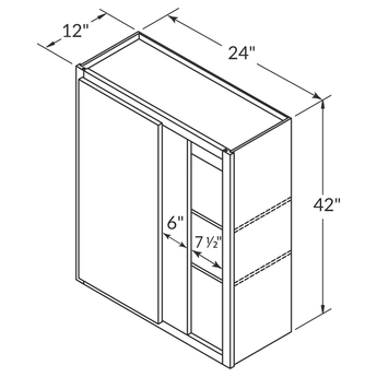 Square Corner Wall Blind Reversible Kitchen Cabinet SC2442 Newport LessCare 24 in. width 42 in. height 12 in. depth