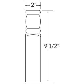 Split Turning End Molding SPTRINGEND Newport LessCare 2 in. width 9.5 in. height 96 in. depth