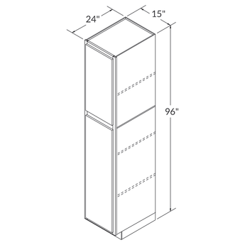 Utility Kitchen Cabinet U1596 Newport LessCare 15 in. width 96 in. height 24 in. depth