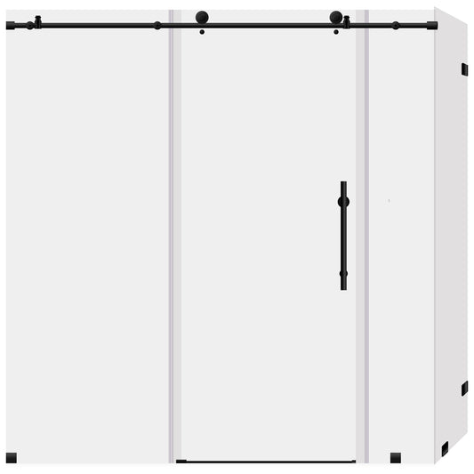 68-72 W x 76 H  x 34 1/2 D Sliding Frameless Shower Enclosure ULTRA-C with Clear Glass in Matte Black