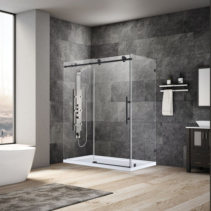 44-48 W x 76 H  x 34 1/2 D Sliding Frameless Shower Enclosure ULTRA-C with Clear Glass in Matte Black