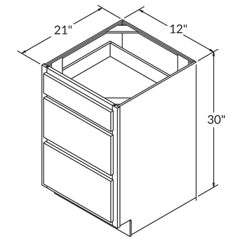 Vanity Drawer Base Cabinet VDB122130 Newport LessCare 12 in. width 30 in. height 21 in. depth